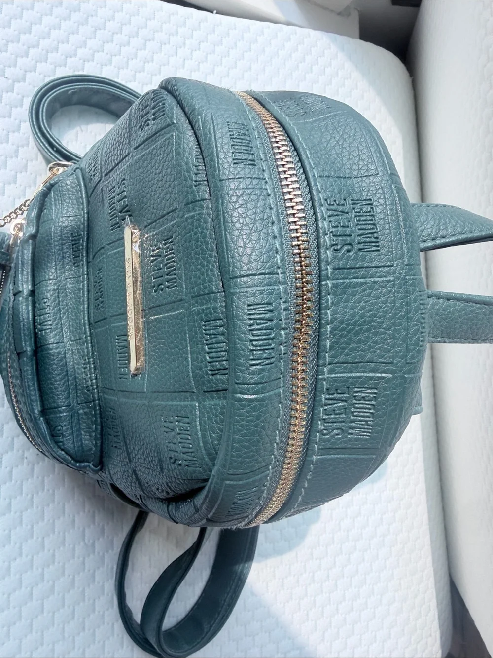 Steve Madden Teal Embossed Mini Backpacks with Gold Hardware